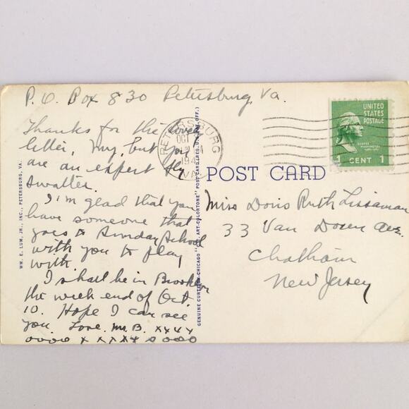 Vtg Petersburg Virginia Camp Lee Linen Postcard 1941 Barracks Replacement Center - Picture 2 of 2